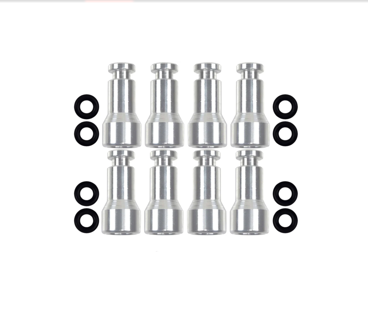 ICT Billet Fuel Injector Spacer Adapters - LS1 LS6 Intake/Fuel Rail to LS3 LS7 LSA LS9 Bosch 210 Injectors - Set of 8