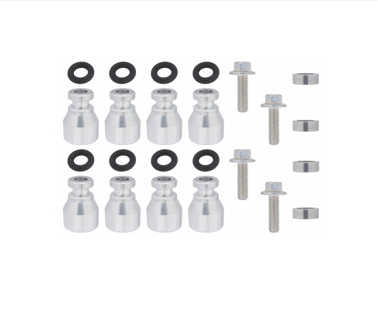 ICT Billet Fuel Injector Spacer Adapters - LS Truck Intake to LS3 or Bosch 210 Injectors - Set of 8