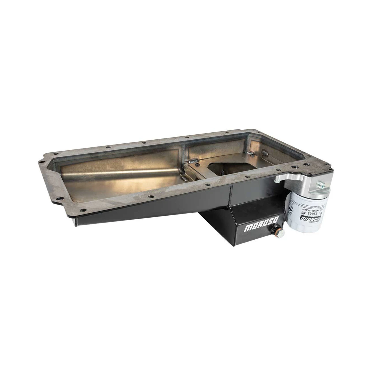 Moroso 20143 GM LS Swap Road Race Oil Pan Rear Sump 7 Quart with Spin-On Oil Filter Adapter