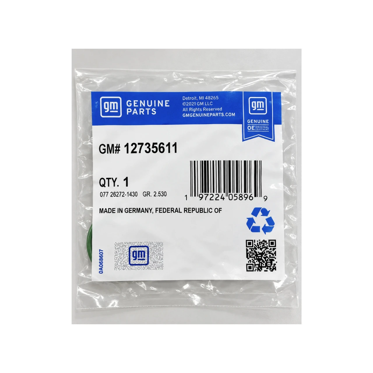 GM Genuine Parts DFM Wiring Harness Connector O-Ring Seal - L84 L87 - 12735611