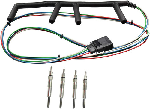 TDI 4 Wire Diesel Glow Plug Wiring Harness and glow plugs, Fits VW Golf Jetta MK4 02-03