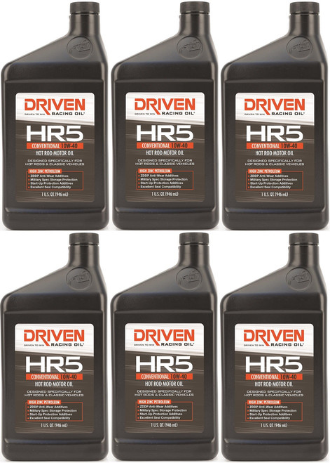 Driven HR5 10w-40 Hot Rod Oil - High ZDDP Zinc Conventional Motor Oil