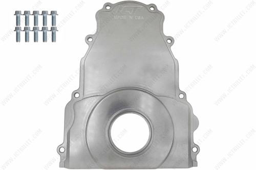 ICT Billet Gen 3 LS Timing Cover with Dual 10an Oil Drains