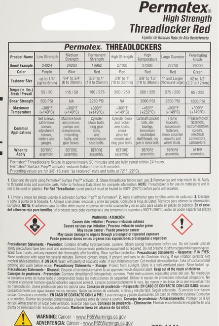 PERMATEX INC. 27005 HIGH STRENGTH TH