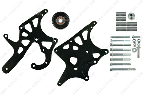 ICT Billet LS Corvette - Black Powder Coated Alternator / Power Steering Pump Bracket Kit