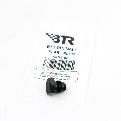 BTR 6AN Male Flare Plug Fitting | Black -6 Brian Tooley Racing