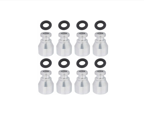 ICT Billet LS Fuel Fuel Injector Spacer Set of 8 LS2 or E85 Truck Intake Manifold to LS3 Injector Adapter