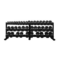 BODYKORE Rubber Hex Dumbbell Set with Rack