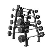 TKO Rubber Fixed Straight Barbell Set with Rack