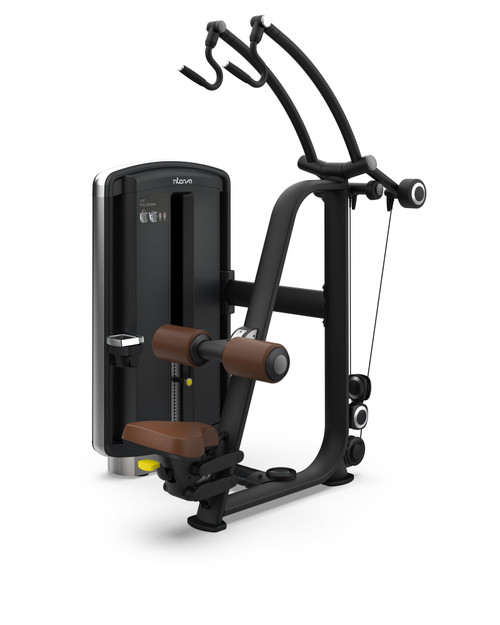 Intenza DL-03 Lat Pulldown strength equipment in brown upholstery