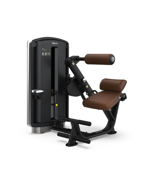 Intenza DL-05 Back Extension strength equipment in brown upholstery