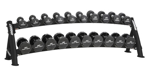 Hoist 2-Tier Horizontal Dumbbell Rack (10 Pairs) - Matte Black