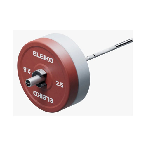 Eleiko Weightlifting Technique Set - 25 kg with red and white technique plates on the bar