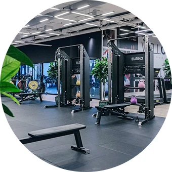 Eleiko cable machines shown in a commercial gym