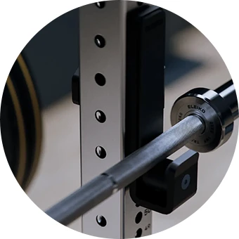 Eleiko Prestera uprights shown in powder-coat, stainless steel, and galvanized finishes