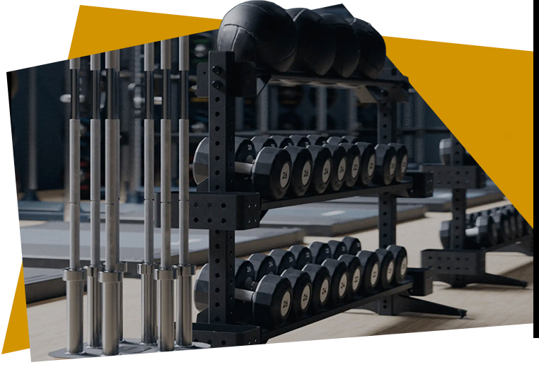 Ardent Fitness technician inspecting an Eleiko storage rack during a maintenance visit