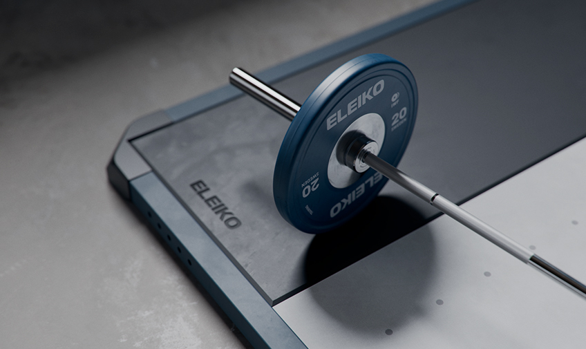 Eleiko SVR platforms installed in a second-floor gym with lifting stations in a row