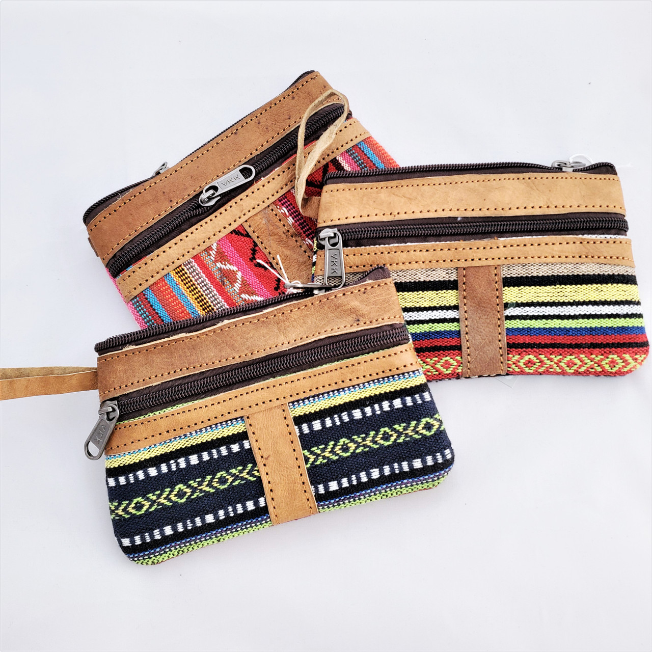 Guatemalan Leather & Geo Huipile 2-Zip Change Purse | Handmade Fair Trade  Products | Altiplano