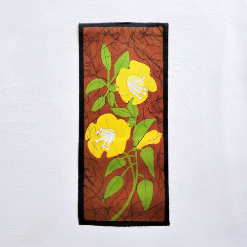 Fair trade wholesale cotton batik chrysanthemum wall art from Nepal
