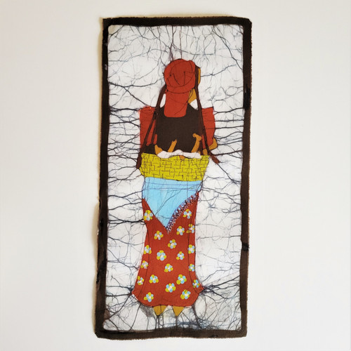 Fair trade cotton batik Sunuwar woman and child wall art from Nepal