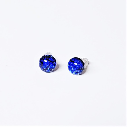 Fair trade wholesale dichroic glass stud post earrings from Chile