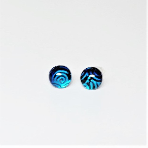 Fair trade wholesale dichroic glass stud post earrings from Chile