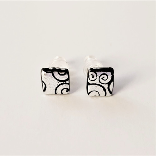 Fair trade wholesale silver dichroic glass stud post earrings from Chile