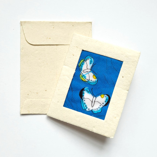 Fair trade batik butterfly mini gift card from Nepal