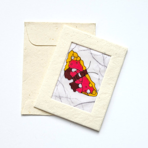 Fair trade batik pink butterfly mini gift card from Nepal