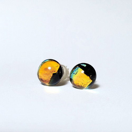 Fair trade dichroic glass post earrings from Chile