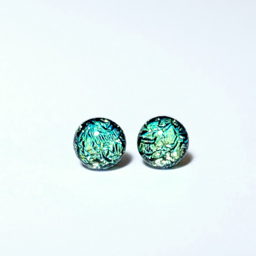 Fair trade dichroic glass post earrings from Chile