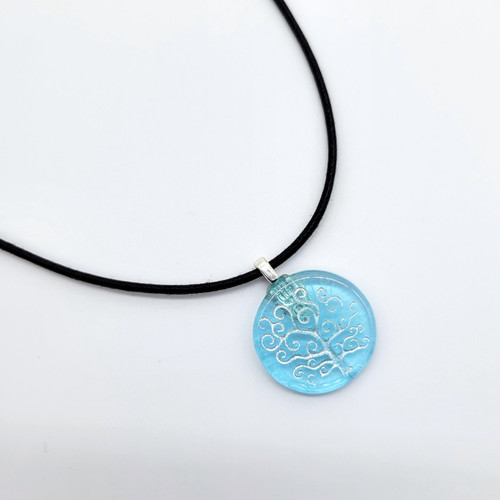 Fair trade tree of life fused glass pendant necklace from Chile