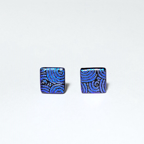 Fair trade dichroic glass post earrings from Chile