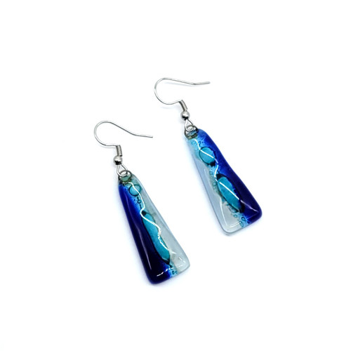 Fair trade wholesale fused glass  dangle earrings from Chile