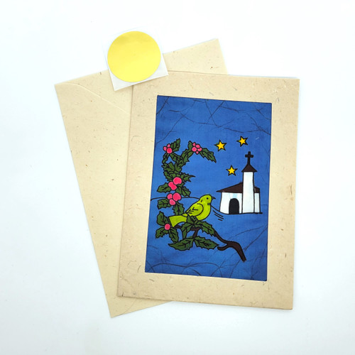 Fair trade hand made paper and cotton batik note card from Nepal