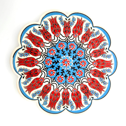 Fair trade ceramic block print hot pad trivet from Turkey