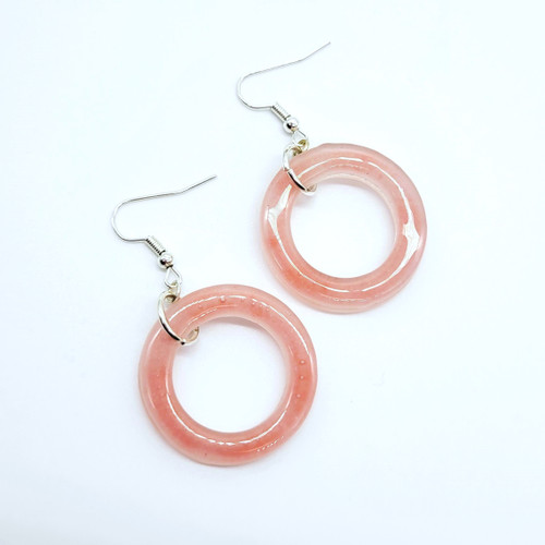 Fair trade recycled window glass dangle earrings from Chile