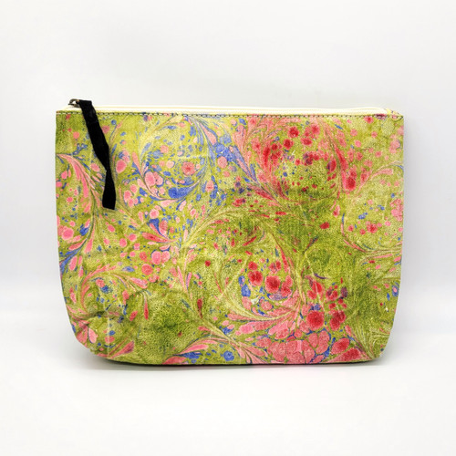Fair trade hand marbled cotton canvas cosmetic pouch from Bangladesh