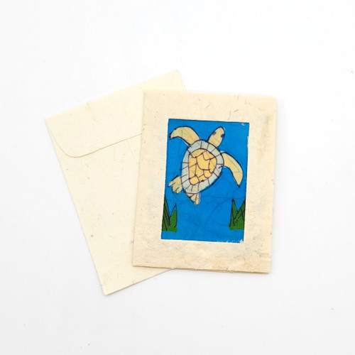 Fair trade batik art mini card from Nepal