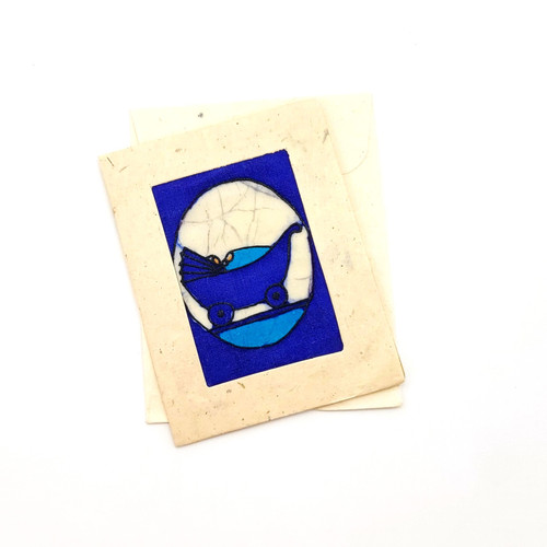 Fair trade baby themed mini batik gift card from Nepal
