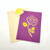 Fair trade purple rose blossom block print note card from Bangladesh