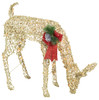 Good Tidings Pearl Colored Feeding Doe With Gold Glitter Finish- Prelit With 105 Clear Lights, 33"