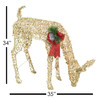 Good Tidings Pearl Colored Feeding Doe With Gold Glitter Finish- Prelit With 105 Clear Lights, 33"