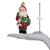 Old World Christmas Glass Blown Ornament, Santa with Wreath (With OWC Gift Box)