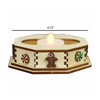 Old World Christmas Wooden Ginger Cottage Battery-Operated Tealight Display, Mint, Small, 4.25"
