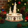 Old World Christmas Wooden Ginger Cottage Battery-Operated Tealight Display, Trees, Small, 4.25"
