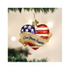 Old World Christmas Blown Glass Ornament for Christmas Tree, God Bless America Heart Old World Christmas Blown Glass Ornament for Christmas Tree, God Bless America Heart