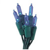 Holiday Wonderland Indoor Outdoor Christmas String Lights, 100 Blue LED Mini Lights on Green Wire, 11 ft Lighted Length