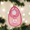 Old World Christmas Blown Glass Ornament for Christmas Tree, Pink Baby Bib