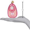 Old World Christmas Blown Glass Ornament for Christmas Tree, Pink Baby Bib